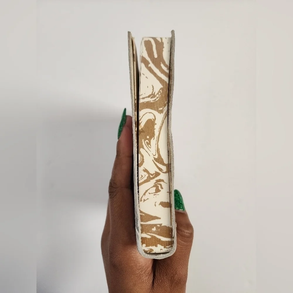 Anthropologie Unisex Leather Marble Grey & Gold Journal Sketch Book Wrap Closure